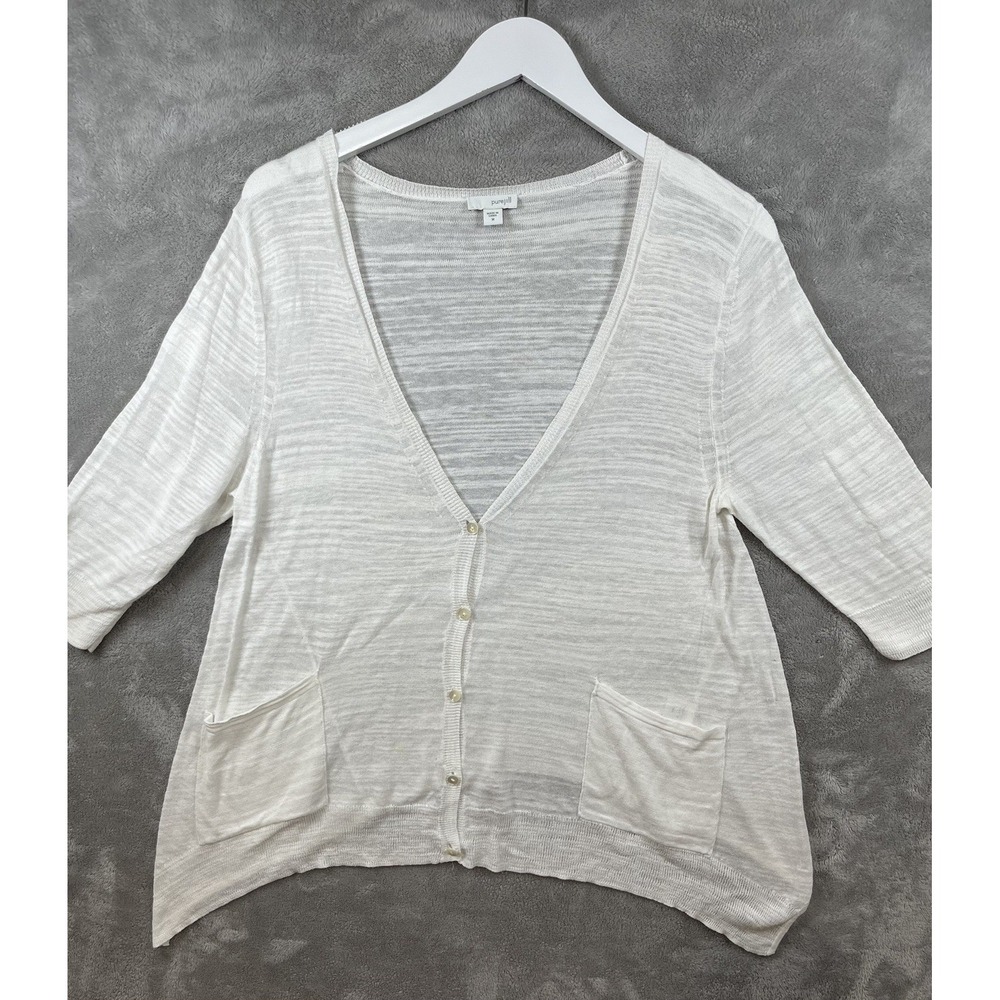 J. Jill Lightweight White Button-Front Cardigan